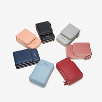 2021 Macaron Fashion wanita kulit PU dompet tempat kartu pendek ritsleting huruf penutupan dapat disentuh dompet ponsel tas bahu