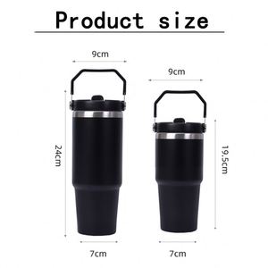 Tumblers Wholesale Bulk 20oz & 30oz Stainless Steel Tumbler <b>Double</b>-<b>Wall</b> Flip Straw Insulated Travel Mug Tumbler with Handle - Product Image 6
