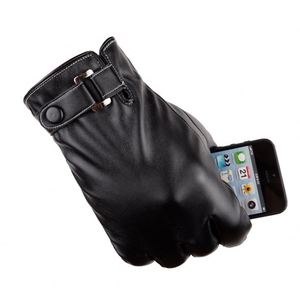 Gants en cuir synthétique doux imperméables thermiques épais en peluche pour hommes pour l'hiver pour vélo - Product Image 5