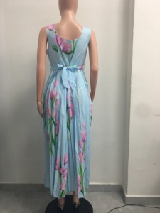 Robes plissées imprimées à col halter confortables pour femmes, tendance - Product Image 6