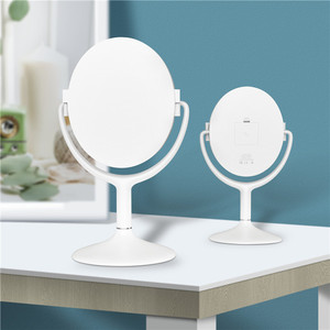 Three Fold Makeup Mirror With Led Light Round White Folding Beauty Mirror For Vanity Use - Product Image 2