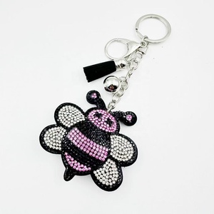 Hot Sale Diamond Decoration Cute Bee <b>Keychain</b> Bag Pendant Cartoon Insect Pendant Diamond-encrusted <b>Leather</b> Fringe <b>Keychain</b> - Product Image 4