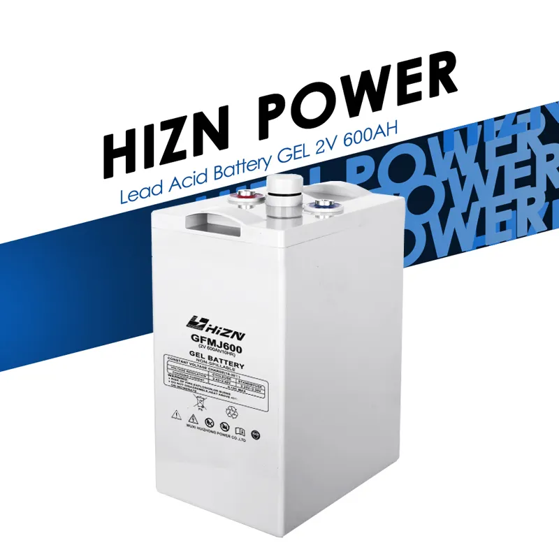 بطارية رصاص HIZN GEL بقدرة 2 فولت 600 أمبير في الساعة بدورة شحن عميقة قيمة منظمة