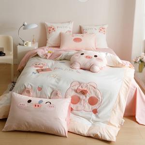 Juego de cama de algodón lavado de dibujos animados para niños, 4 Uds., oso amigable con la piel, Tigre, cama para niños, colorido, lindo y encantador - Product Image 6