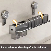 Multifunctionele, boorloze wandbevestigde metalen zuignap houder voor bestek, messen, handdoeken, keuken wandrek organizer