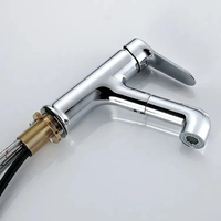 Robinet de lavabo monotrou moderne en laiton et cuivre, avec douchette extractible, à poignée unique, pour salles de bain contemporaines, céramique, fabrication chinoise