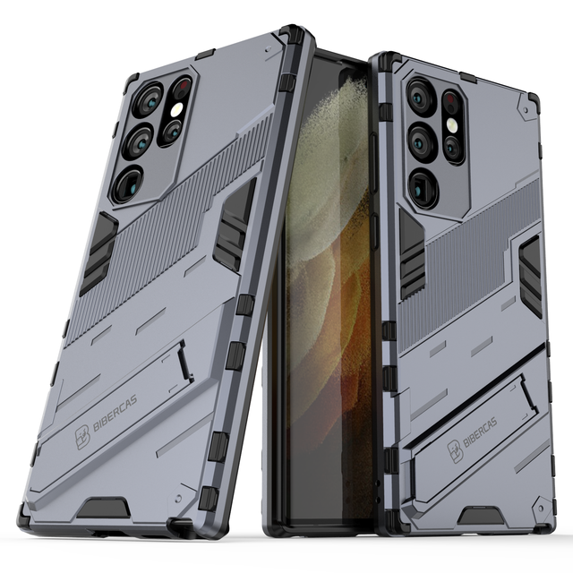 Senior Anti Drop Armor Shockproof Mobile Phone Case for Samsung S21 Ultra S22 Ultra Protection Back Cover with Kickstand