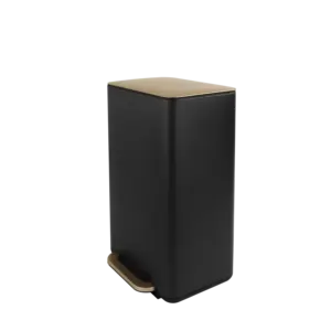 Narrow rectangular trash cans 13 gallon garbage container black dustbin with lock device