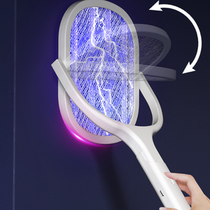 Raquette <span class=keywords><strong>anti</strong></span>-<span class=keywords><strong>moustiques</strong></span> électrique télescopique rechargeable, lumière UV 395 nm, haute tension 2800 V, filet de sécurité 5 couches - Product Image 4
