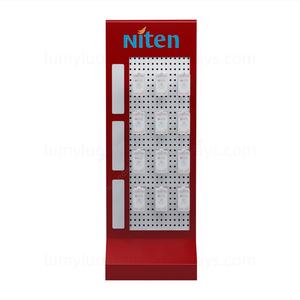 LED Metal Display Rack with <b>Pegboard</b> Panel & <b>Hooks</b> Floor Stand Kiosk Design for 3C Products & Mobile Cell Phone Accessories - Product Image 2