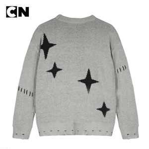 남성 디자이너 스파이더 웹 니트 스웨터 트렌디 한 자카드 스트리트웨어 캐주얼 라운드 넥 긴 소매 탑 - Product Image 3