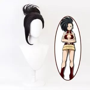 Ainizi synthetic short black My Hero Academia series role of YAOYOROZU MOMO cosplay wigs for girls