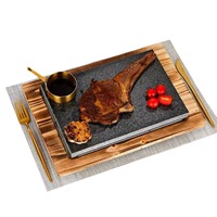 Natürliche Vulkanische Lavastein-Grillplatte Handgefertigt Antihaftbeschichtet Hitzebeständiger Kochstein für Outdoor-Grillen Weihnachtsgeschenk