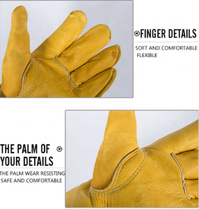 Ozero Oem çizgisiz hakiki inek derisi deri ağır iş bahçe sürüş eldiven erkekler için - Product Image 3