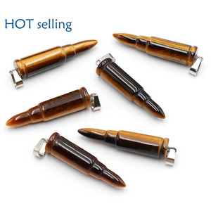 Tiger Eye Stone Mighty Bullet Head Colgante Estilo punk Moda Hip Hop Hine Gun Shell Collar personalizado - Product Image 4