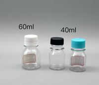 Botol Sampel Plastik PET Transparan 40ml 60ml dengan Tutup Tertutup Rapat untuk Kemasan Cairan Botol Saus PE yang Dapat Diremas