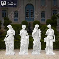 Statue grandeur nature de statue d'extérieur en pierre de marbre blanc de dame de jardin quatre saisons
