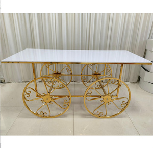 Carrito de barra de caramelo personalizado de acero inoxidable dorado de alta calidad, carrito de exhibición de dulces - Product Image 1