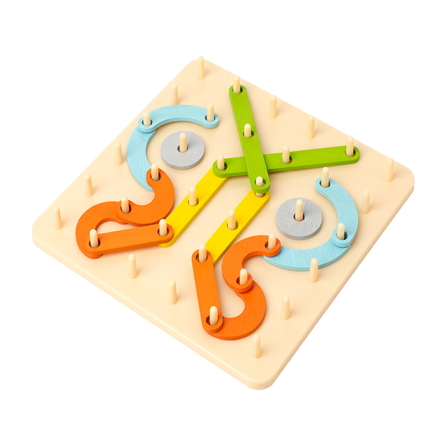 2025 Hot Sale Early Teaching Educational Manipulative Toys Montessori Pin Board Wooden Creative Geoboard 3D Puzzle Game for Kids