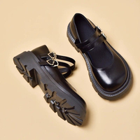 Chaussures Mary Jane pour enfants en cuir verni à plateforme avec boucle cœur, antidérapantes, pour l'école et les occasions formelles