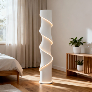 Lámpara de Pie Moderna con Diseño Retorcido, Plástico Blanco, LED, Control Táctil, Altura Ajustable, Diseño Minimalista, Tamaño Grande, Luz Cálida de 2700K - Product Image 5