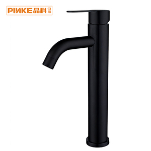Robinet de salle de bain monocommande monotrou en acier inoxydable <span class=keywords><strong>noir</strong></span> avec cartouche céramique, design minimaliste - Product Image 1