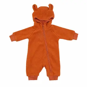 รอมเปอร์หมีเท็ดดี้สำหรับเด็กทารกชุดนอนขนแกะแบบปรับแต่งได้ชุดนอนแบบยั่งยืนสำหรับทารกแรกเกิด