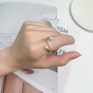 10087 DIY Silver Jewelry Stand with S925 Silver <b>Ring</b> Empty Stand Double Pearl <b>Ring</b> 5-7mm Round Beads <b>Crystal</b> <b>Rings</b> Accessories - Product Image 4