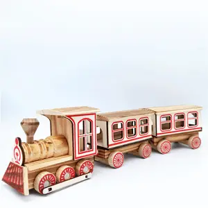 Wholesale Wooden Three Section Train Antique Wooden Children's Educational Model Toys Craft Gifts Ornaments wooden train set