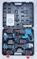 Ensemble d'outils électriques sans fil professionnels 4-en-1 en acier au carbone, avec mallette de transport, comprenant clé à chocs, perceuse, meuleuse d'angle et marteau perforateur