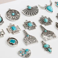 Nouveau Style bohème rétro breloques occidentales tête de taureau goutte d'eau vache Turquoise pendentifs pour la fabrication de bijoux accessoires