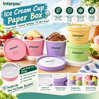 Gobelet à glace Interpac Gelato 4oz 8oz, écologique, à paroi simple, en papier enduit de PE avec couvercle, emballage pour biscuits, sucre, desserts de fête