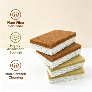 Esponjas de Cocina Ecológicas de Sisal Natural y Celulosa, Absorbentes, de Doble Cara, No Rayan, para Platos, Ollas y Sartenes - Product Image 1