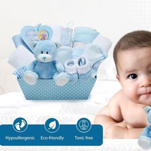 Wholesale Bule Color Baby Gift <b>Box</b> with Basket <b>for</b> New Baby Boy Perfect Gift <b>Present</b> <b>for</b> New Mums Baby Shower Gifts - Product Image 6