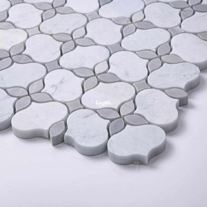 Mezcla de linterna Flor Carrara Mosaico de mosaico de mármol blanco por chorro de agua Mosaico de mosaico irregular Mosaico de <span class=keywords><strong>c</strong></span> - Product Image 3