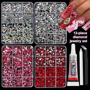 12 Grilles de <span class=keywords><strong>Strass</strong></span> pour Ongles de Luxe Multicolores Mélangés, <span class=keywords><strong>Strass</strong></span> Super Scintillants à Dos Plat pour Nail Art - Product Image 6