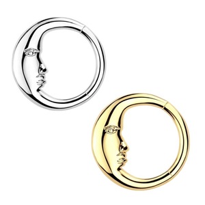 Anneau de nez en forme de lune en acier inoxydable 316, or et argent, bijoux de piercing unisexe - Product Image 1