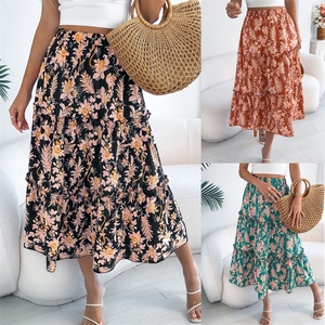 <span class=keywords><strong>Robe</strong></span> de plage <span class=keywords><strong>mi</strong></span>-<span class=keywords><strong>longue</strong></span> à volants et motifs floraux, style décontracté européen et américain, collection Printemps/Été 2026, vêtements pour femmes - Product Image 2