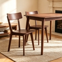 Silla de Comedor de Madera Maciza de Caucho con Respaldo Arqueado, Dos Postes, Asiento Sólido y Patas Cónicas, Proveedor Mayorista de Mobiliario para Restaurantes