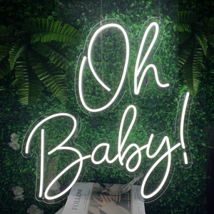Panneau néon LED « Oh baby » en acrylique, lettres géantes personnalisables, lumière néon pour la maison et les bâtiments, lumière de fête nocturne, bande LED - Product Image 1