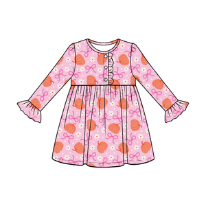 Custom Fall Autumn Pumpkin Bows Flower Casual Girls Clothing Sets <b>Kids</b> Dress Baby <b>Bubble</b> Rompers Sister Children's Clothing - Product Image 4