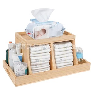 Caja de almacenamiento de madera para sala de estar y dormitorio, organizador de pañuelos sencillo, estante de madera para bebés y biberones. - Product Image 5