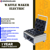 Machine à gaufres et beignets professionnelle en acier inoxydable, électrique, automatique, avec revêtement antiadhésif, 6 grilles, minuterie, haute efficacité