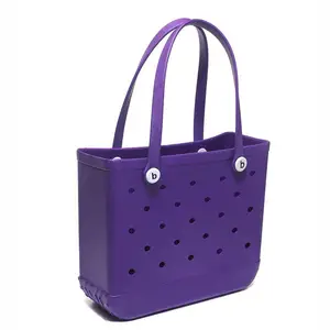 Factory hot sale New Wholesale Women Beach Waterproof Rubber Handbags Large Fashion Eva Plastic Silicone Bag