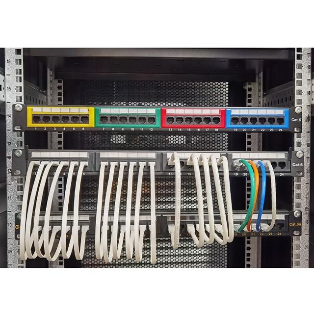 1U 19" RJ45 Keystone Patch Panel Cat6 12 Port / 24 Port Cat6 Cable Ethernet Patch Panel
