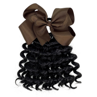 Attache-cheveux pour filles avec extension de queue de cheval bouclée, nœud en ruban, perruque queue de cheval, élastiques colorés pour cheveux, cadeau