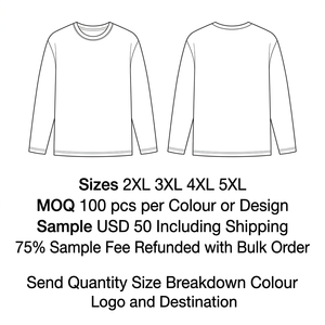 T-shirt à manches longues pour homme, taille plus, 200 GSM, coton et élasthanne, coupe ample, logo personnalisé, vente en gros, 2XL à 5XL - Product Image 6