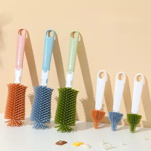 2PCS/Set Eco-Friendly Silicone Baby <b>Bottle</b> <b>Brush</b> Set Soft Bristles 360 Degree Rotation Baby Feeding Nipples Cups Vacuum Zenidoo - Product Image 1