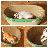 Bac à gratter pour chat en forme de baignoire, grand espace, profond, résistant à l'usure, sans éclats, avec jouet intégré, design moderne et luxueux, en carton
