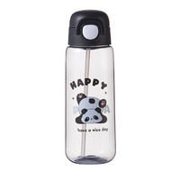 Bouteille d'eau portable pour enfants 700 ml en polycarbonate avec paille, motif panda mignon, pour l'école et les activités de plein air